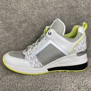 Michael Kors White and Silver Sneakers